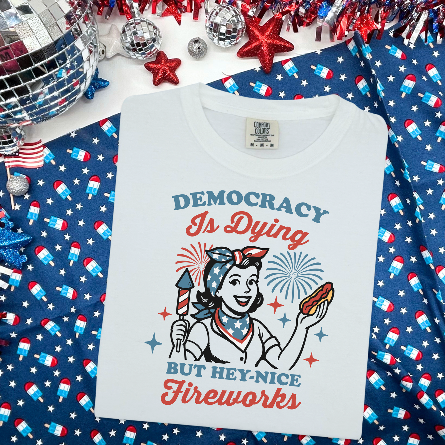 Democracy is dying design (put size and color in comments)