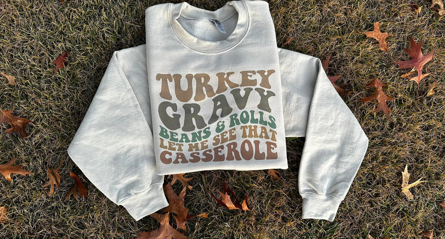 Turkey, Gravy, Beans and Rolls