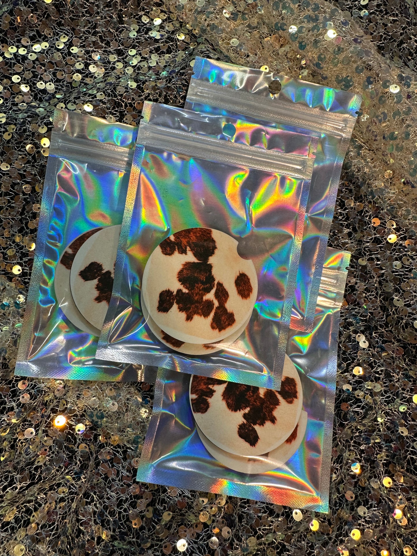 Animal print car coasters