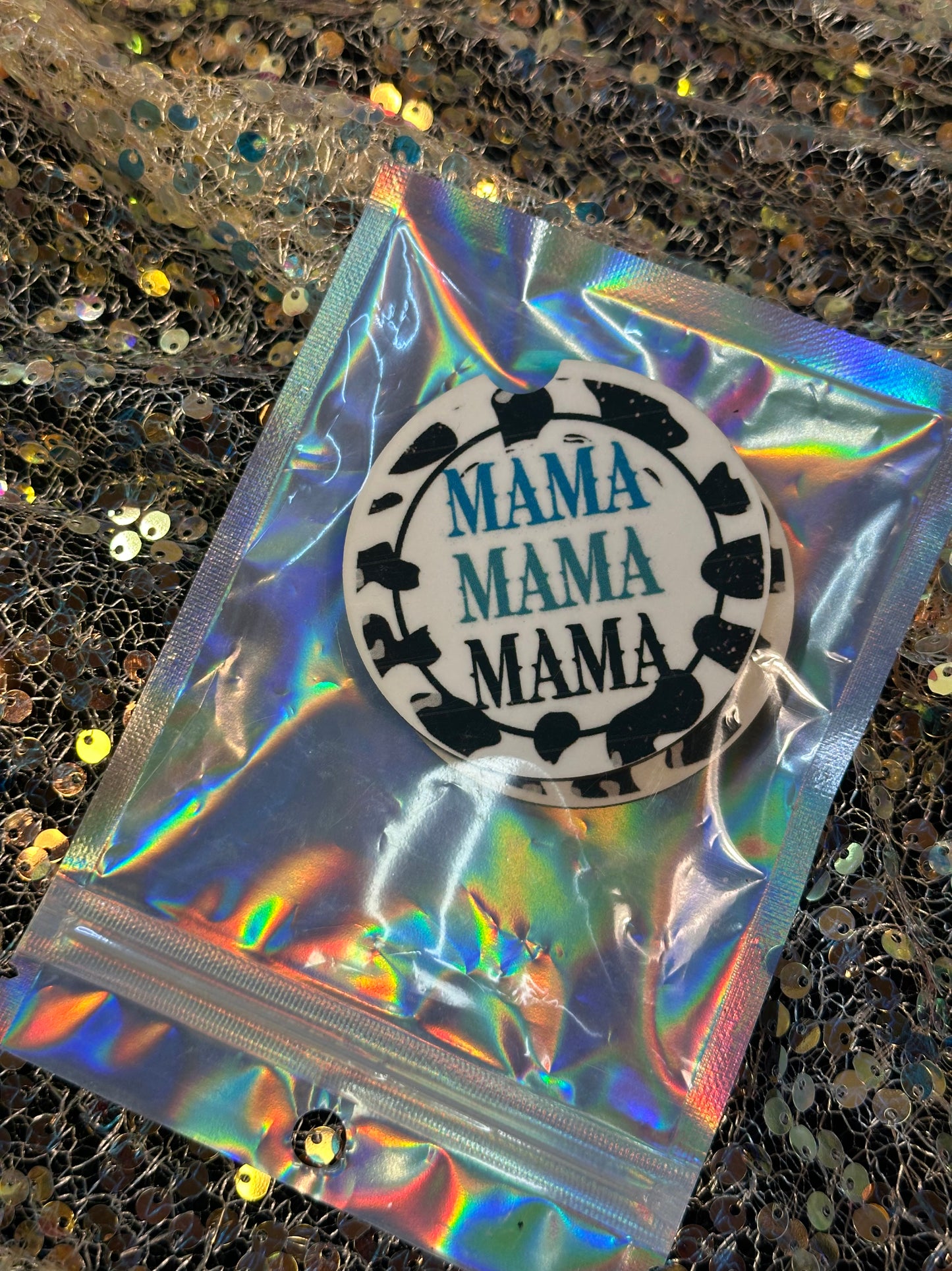 Cow Mama car coasters