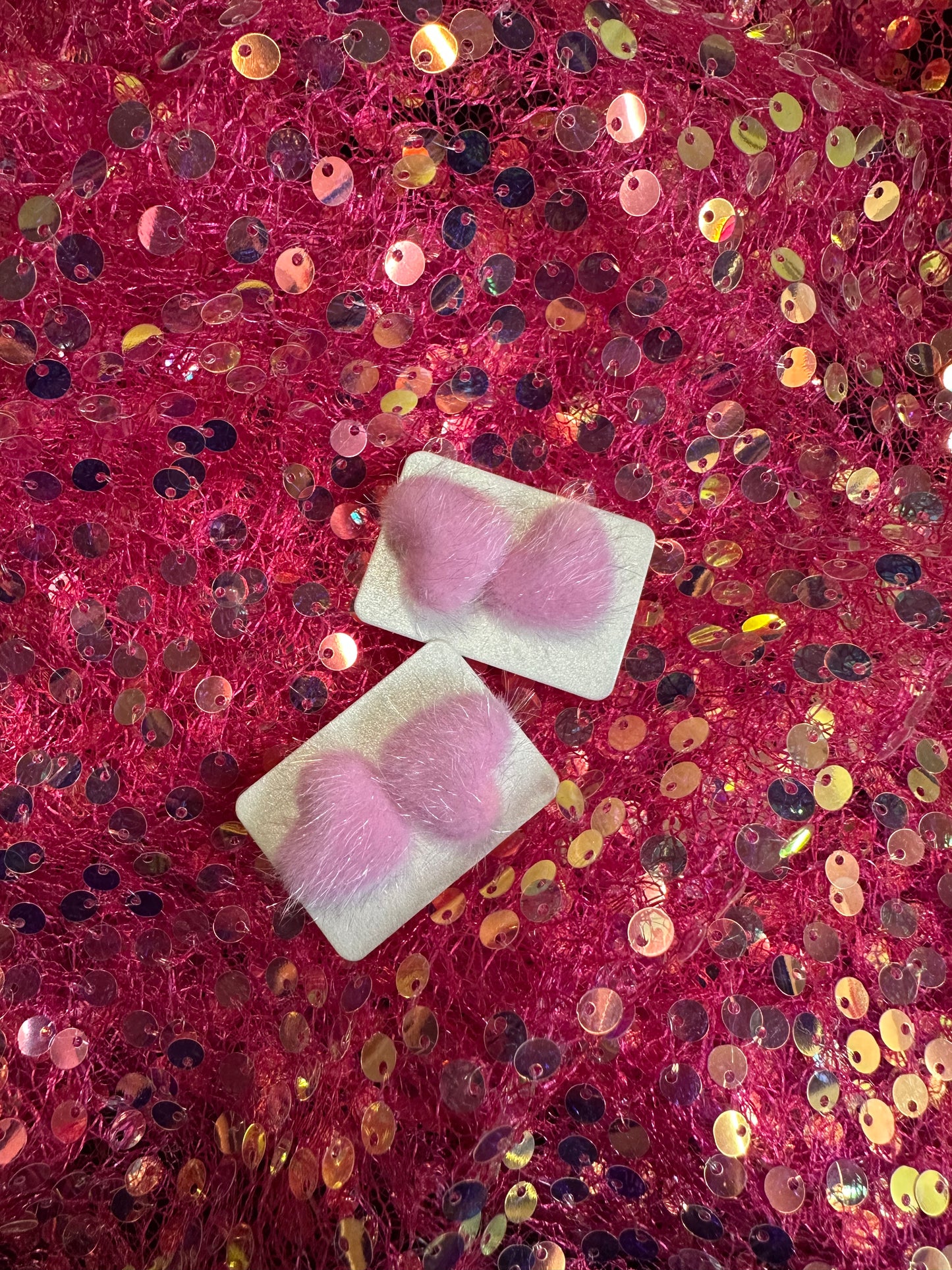 Fuzzy heart studs