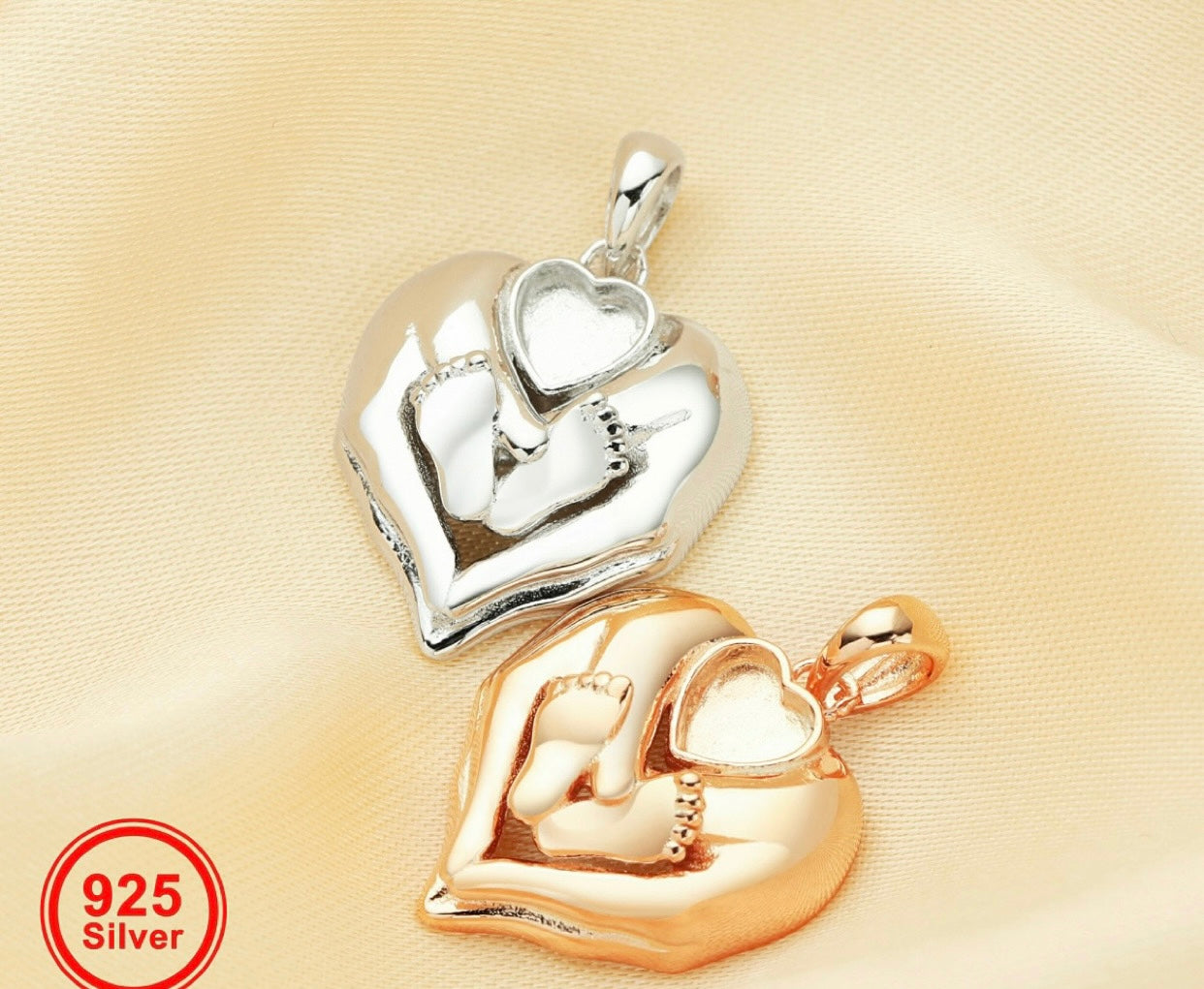 Heart Baby Feet Necklace