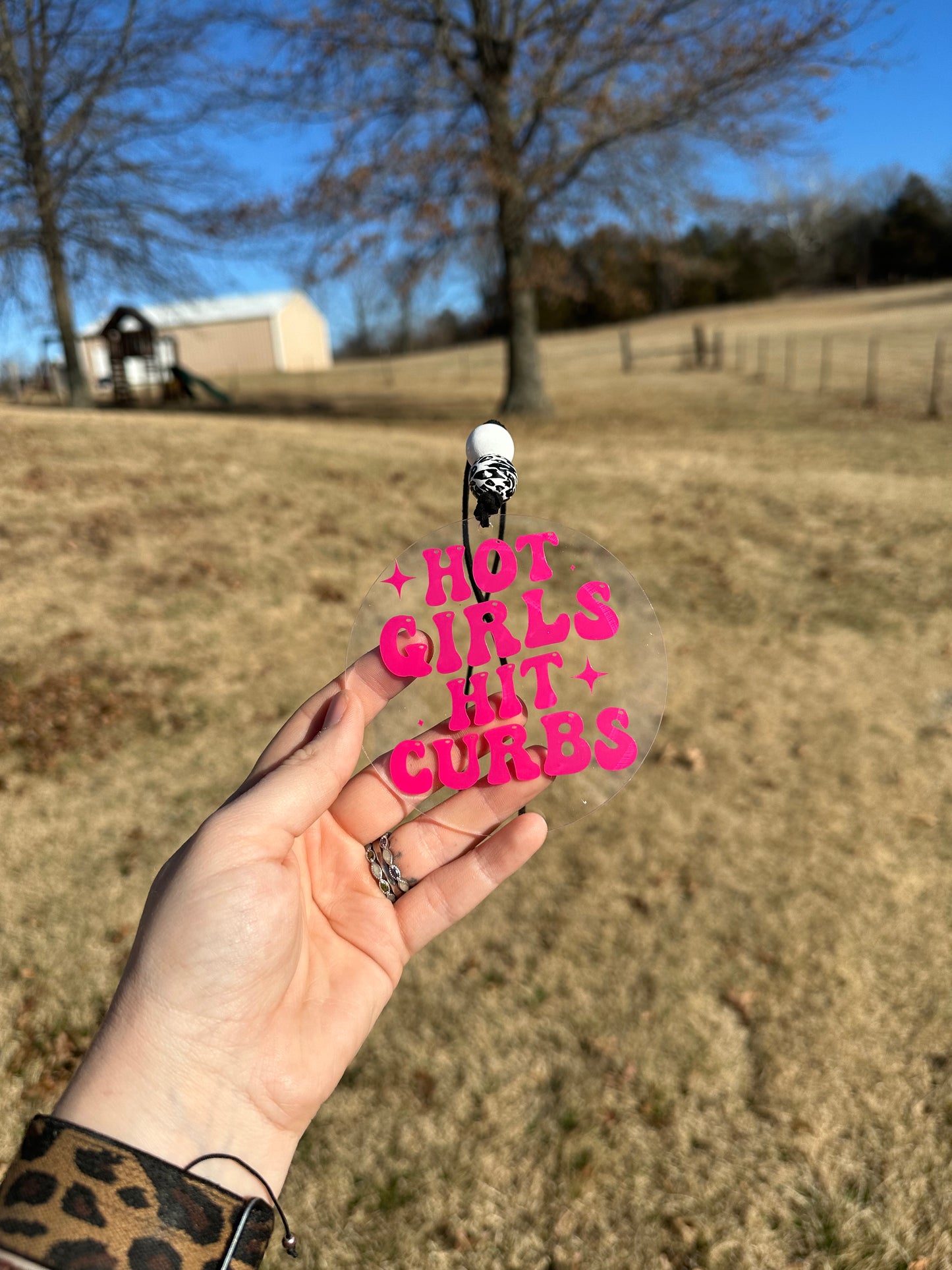 Hot girls hit curbs Car charm