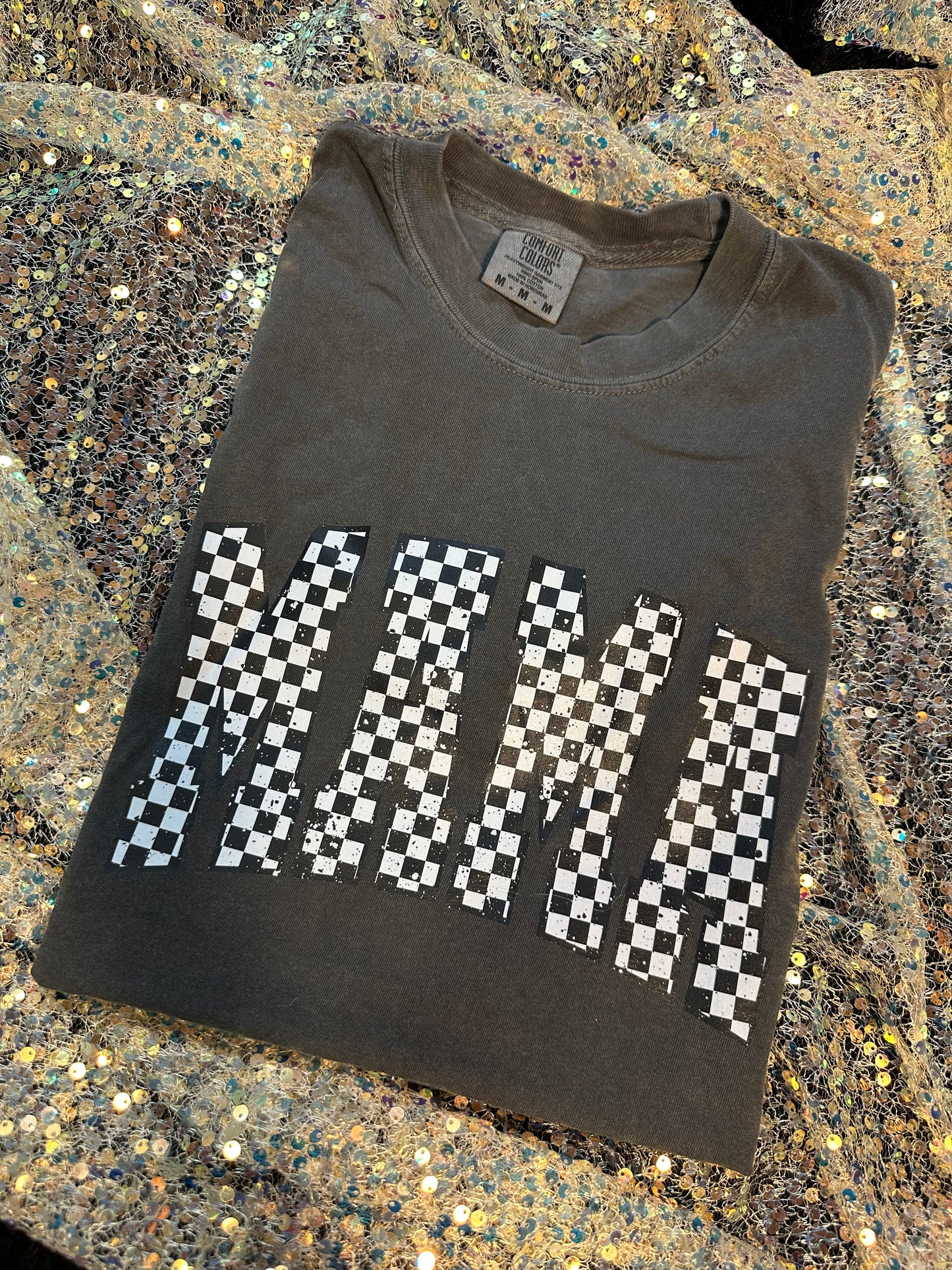 M Mama checkered comfort colors