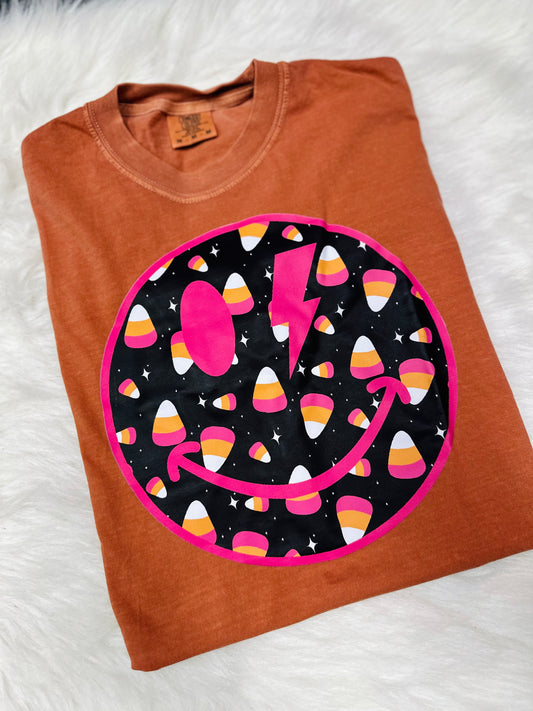 M candy corn smiley face