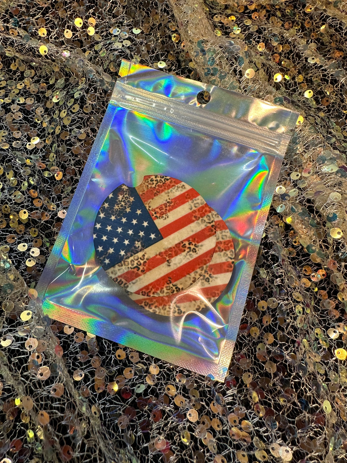 Distressed American flag car coasters