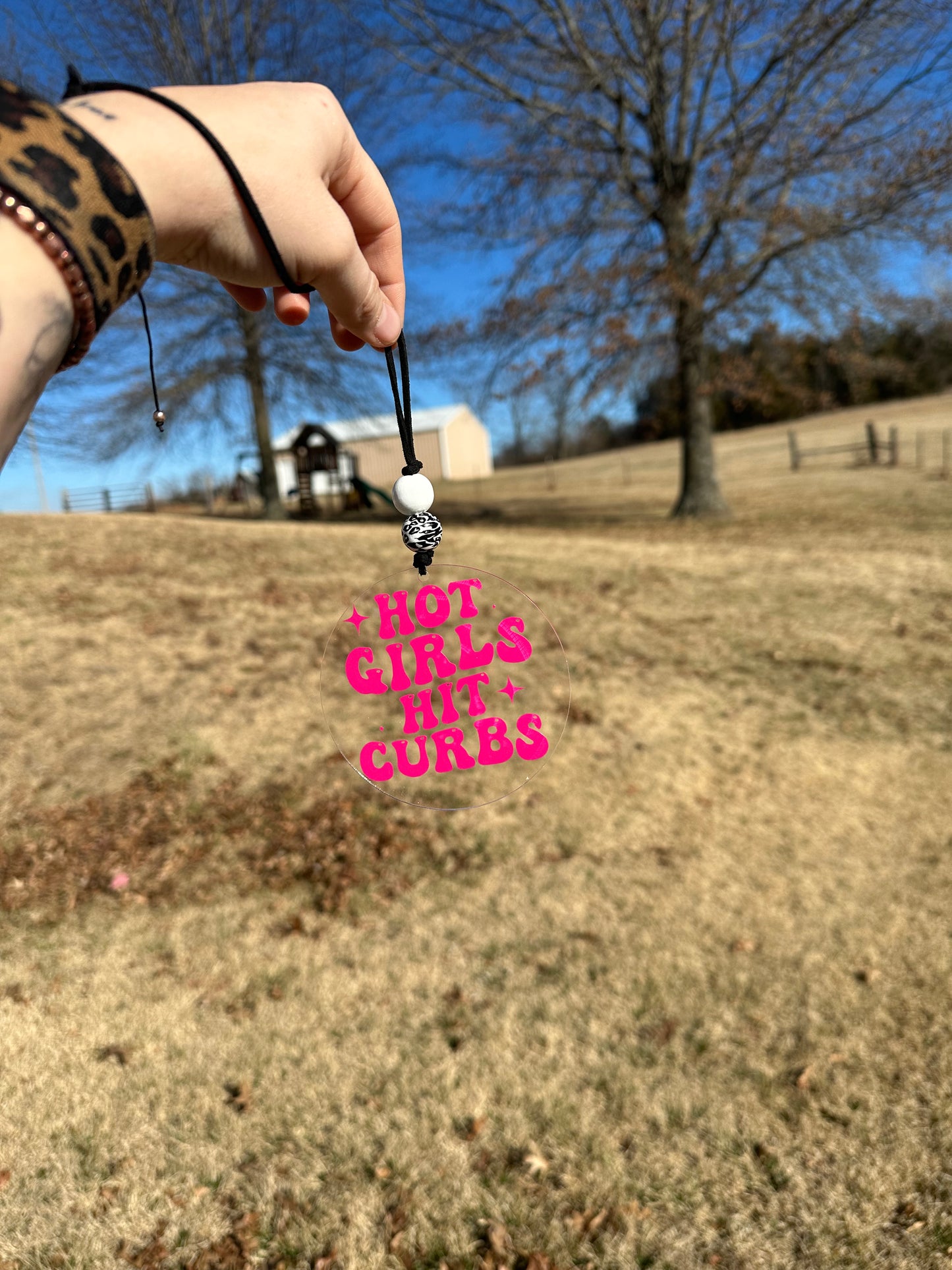 Hot girls hit curbs Car charm