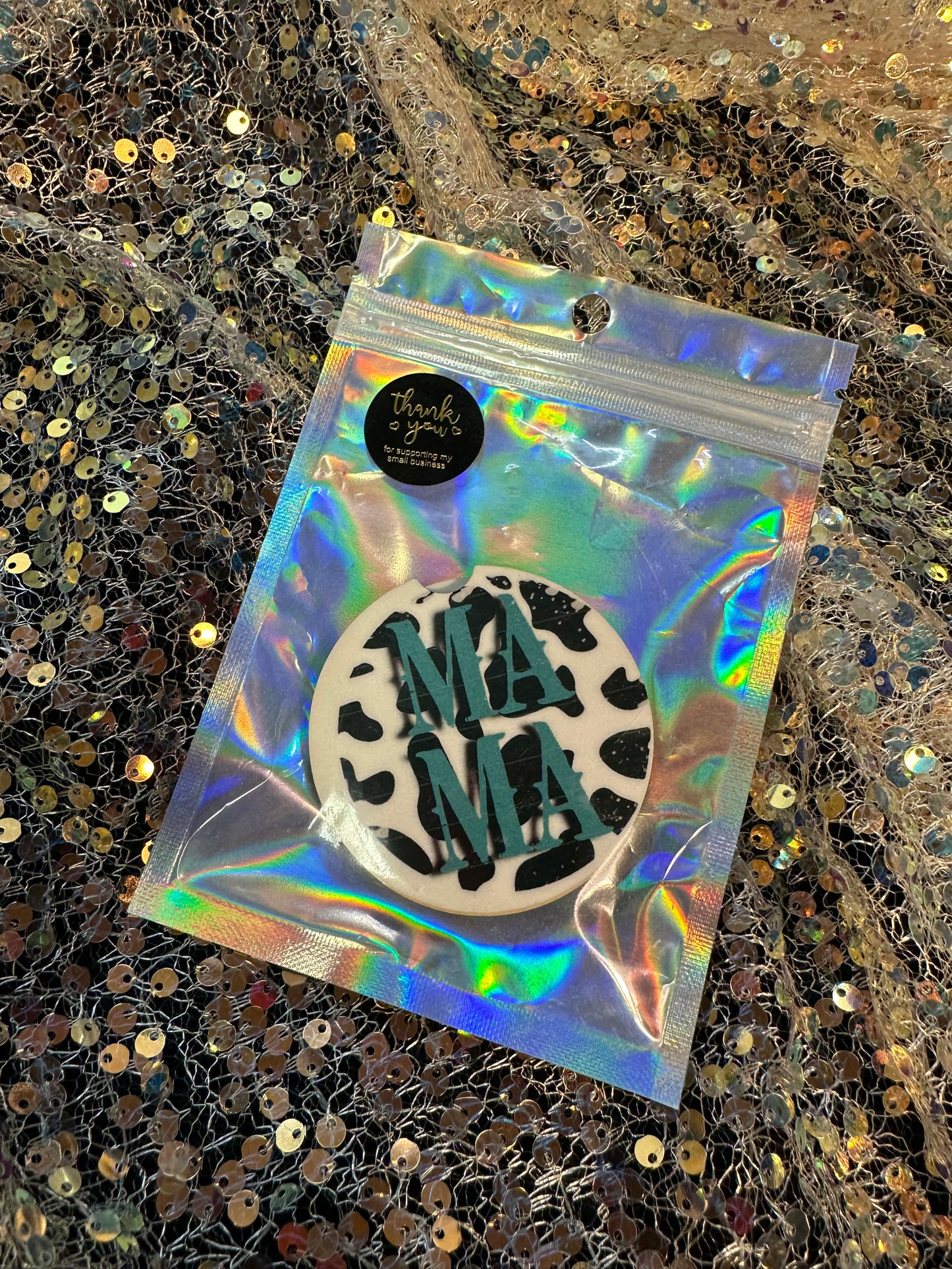 Cow Mama car coasters