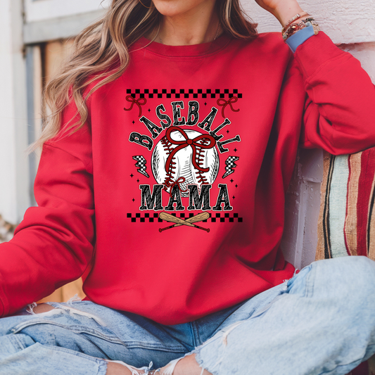 Baseball mama checkered