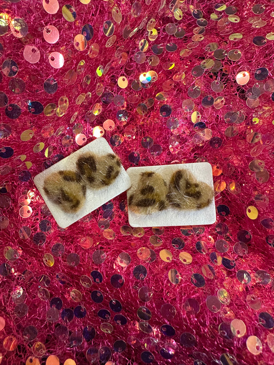Fuzzy cheetah studs