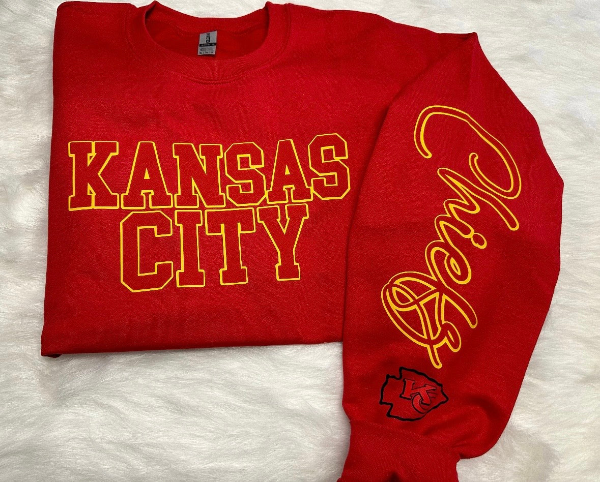 Custom sports team sweatshirts *Put size, colors and name of school in comments* Price includes ONE sleeve and front design, if wanting more message me.