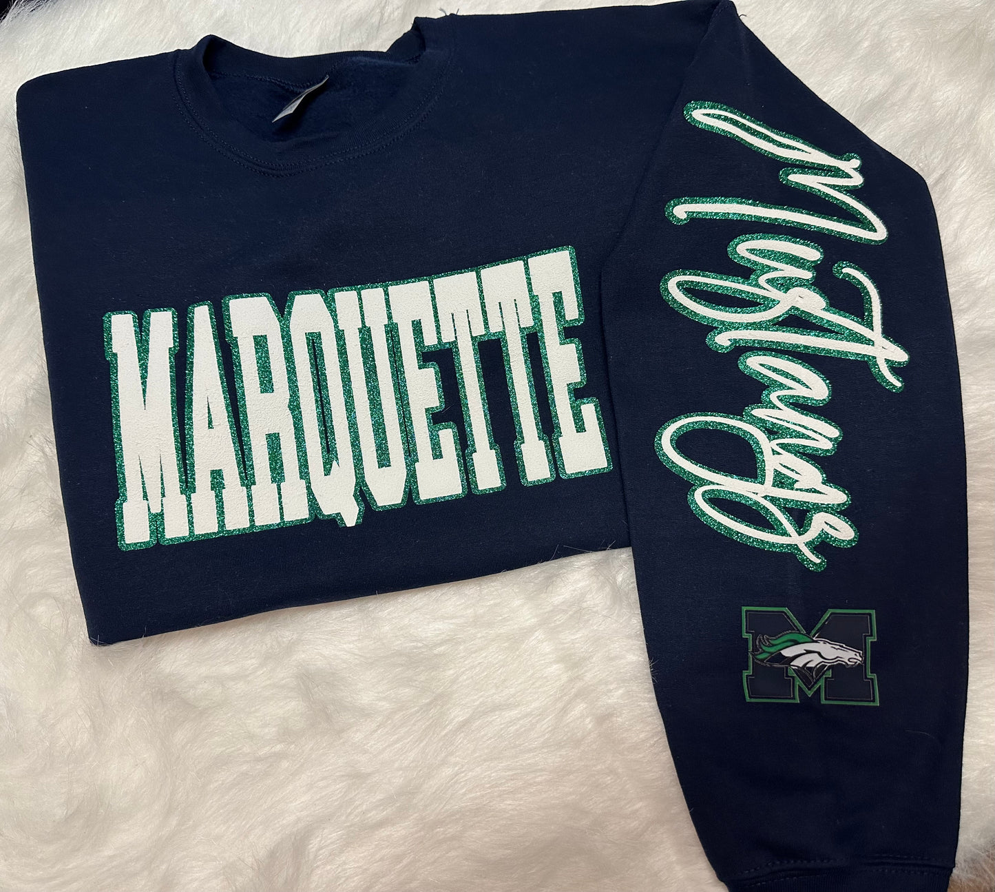 Custom sports team sweatshirts *Put size, colors and name of school in comments* Price includes ONE sleeve and front design, if wanting more message me.