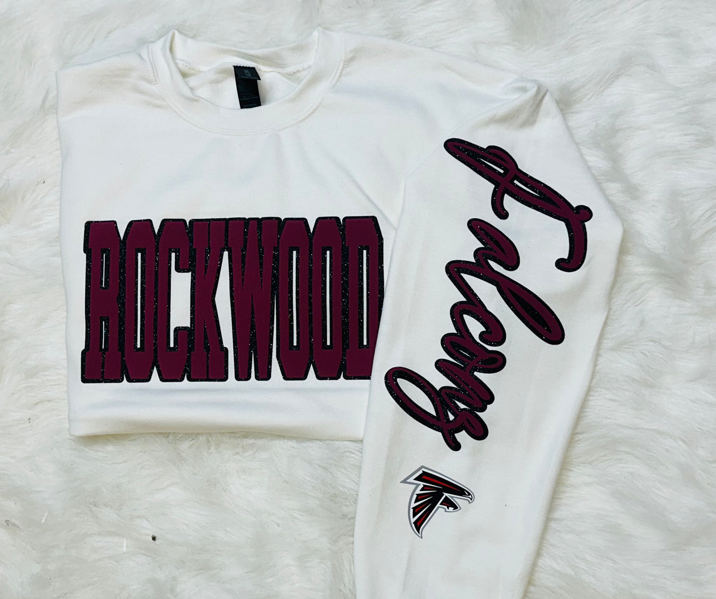 Custom sports team sweatshirts *Put size, colors and name of school in comments* Price includes ONE sleeve and front design, if wanting more message me.