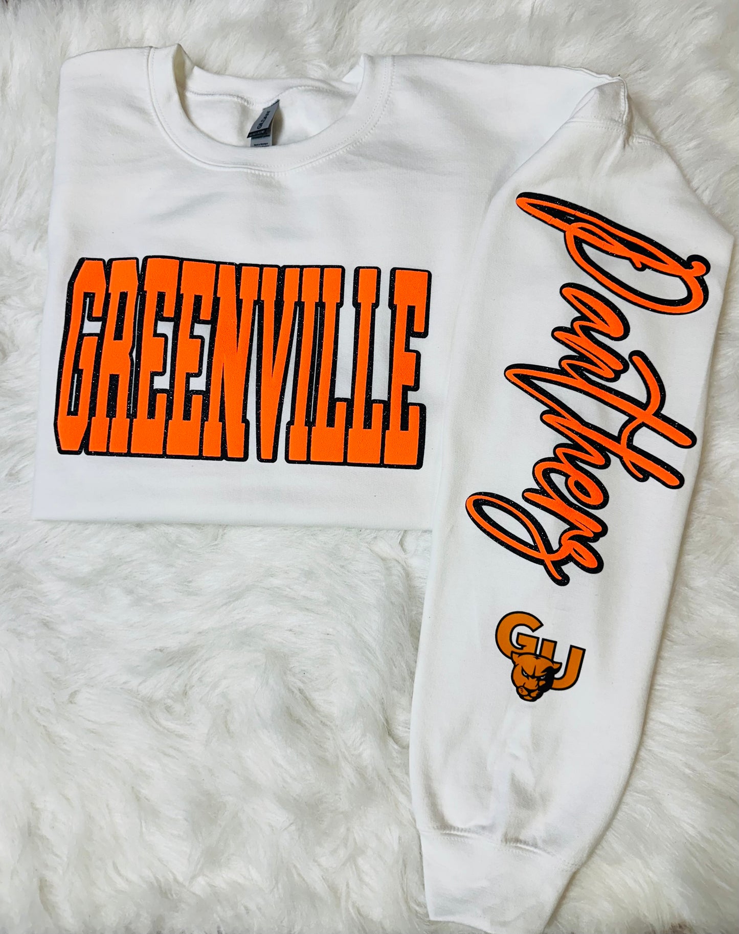 Custom sports team sweatshirts *Put size, colors and name of school in comments* Price includes ONE sleeve and front design, if wanting more message me.