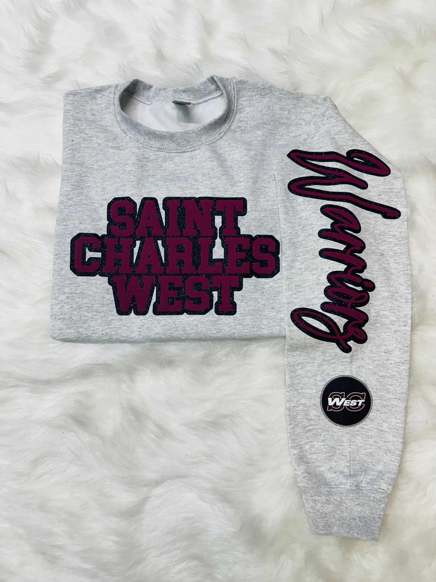 Custom sports team sweatshirts *Put size, colors and name of school in comments* Price includes ONE sleeve and front design, if wanting more message me.