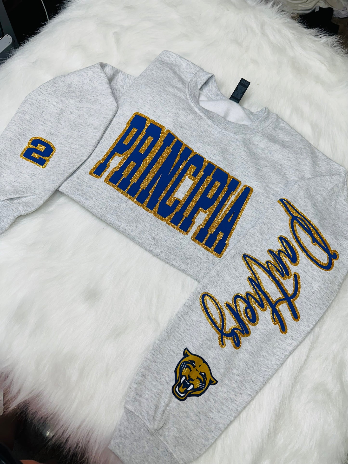 Custom sports team sweatshirts *Put size, colors and name of school in comments* Price includes ONE sleeve and front design, if wanting more message me.