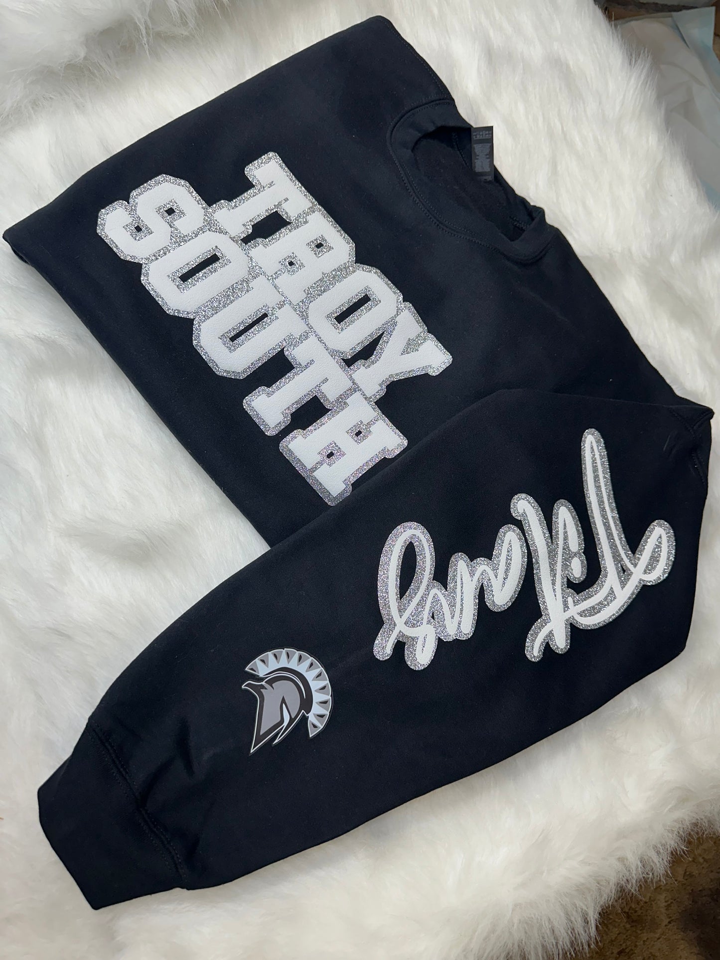 Custom sports team sweatshirts *Put size, colors and name of school in comments* Price includes ONE sleeve and front design, if wanting more message me.