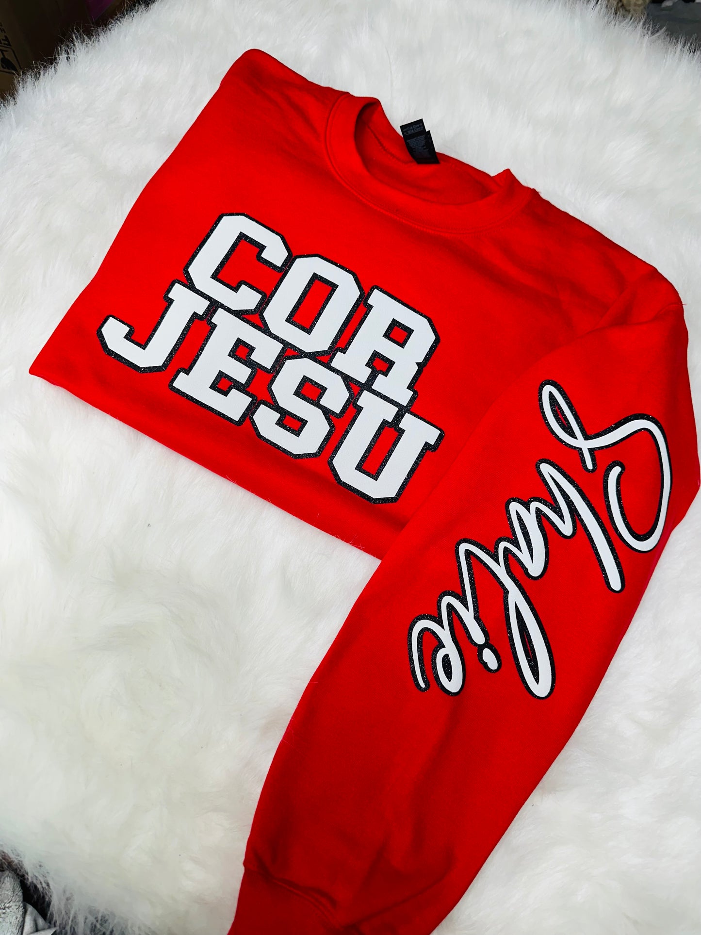 Custom sports team sweatshirts *Put size, colors and name of school in comments* Price includes ONE sleeve and front design, if wanting more message me.
