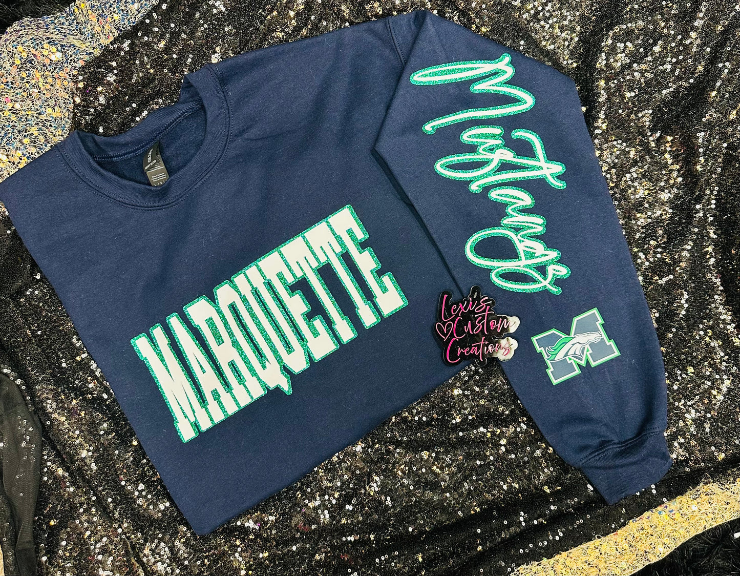 Custom sports team sweatshirts *Put size, colors and name of school in comments* Price includes ONE sleeve and front design, if wanting more message me.