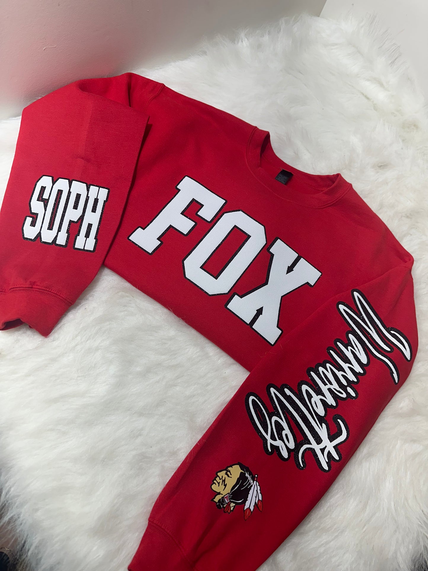 Custom sports team sweatshirts *Put size, colors and name of school in comments* Price includes ONE sleeve and front design, if wanting more message me.