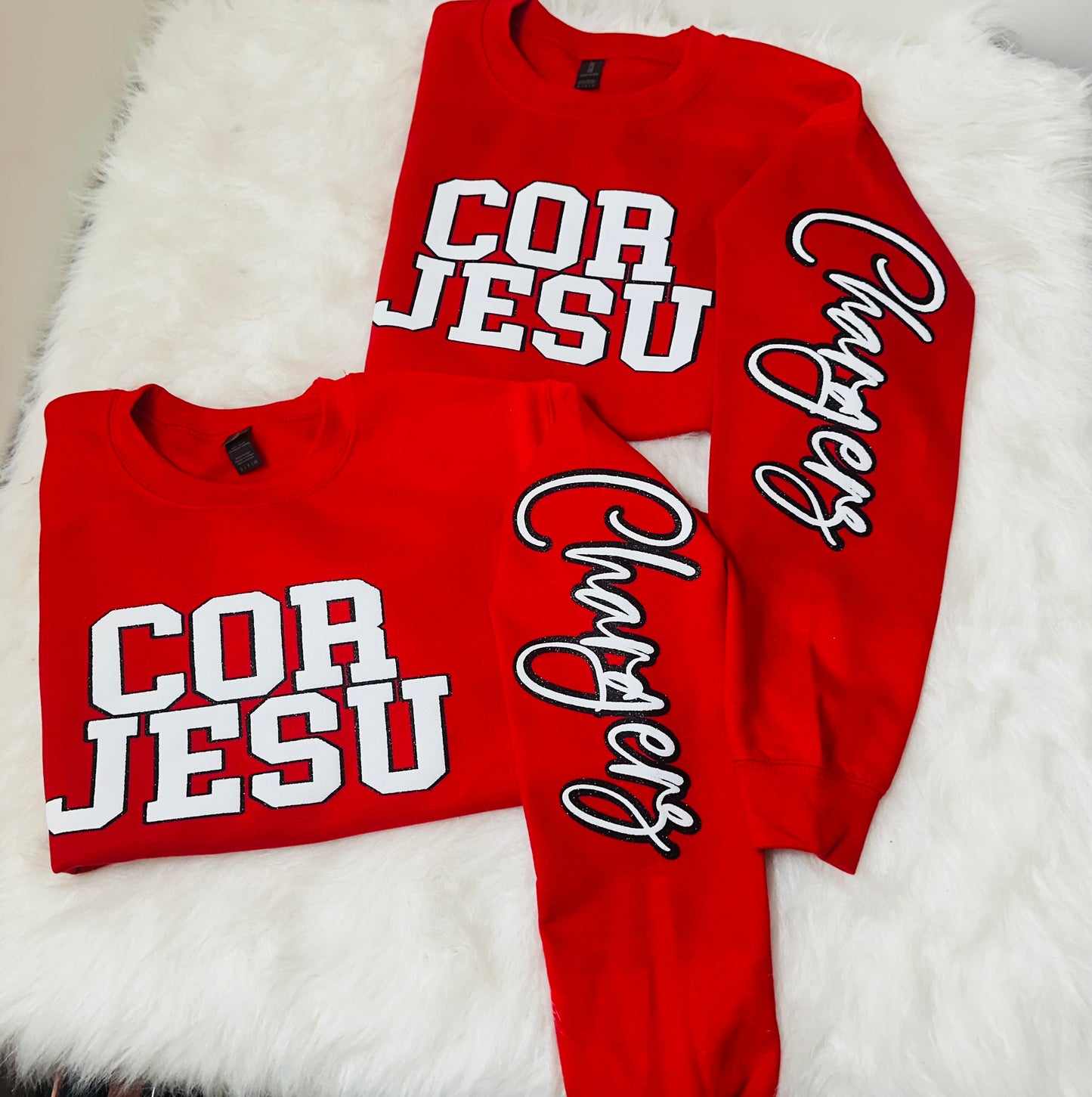 Custom sports team sweatshirts *Put size, colors and name of school in comments* Price includes ONE sleeve and front design, if wanting more message me.