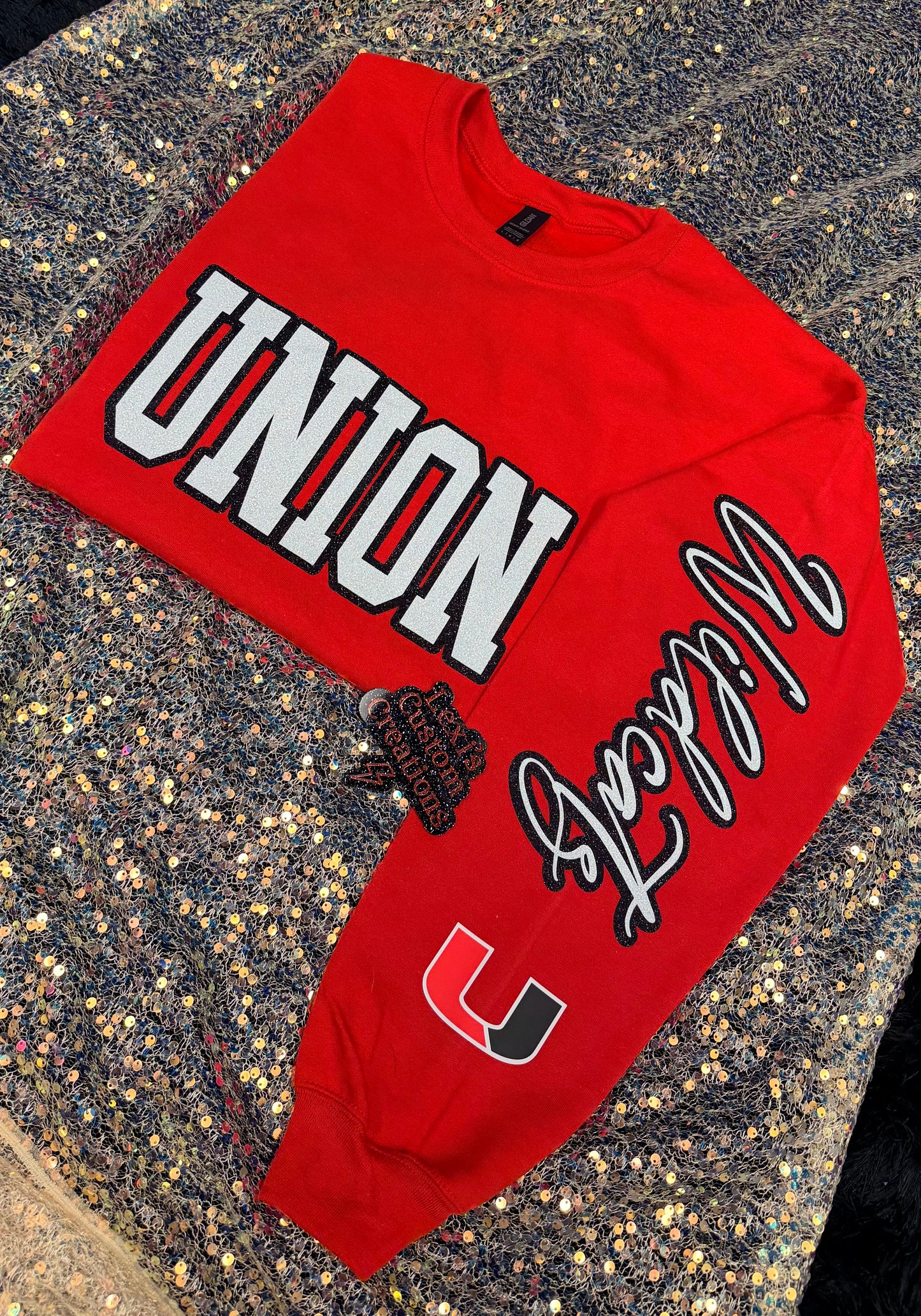 Custom sports team sweatshirts *Put size, colors and name of school in comments* Price includes ONE sleeve and front design, if wanting more message me.