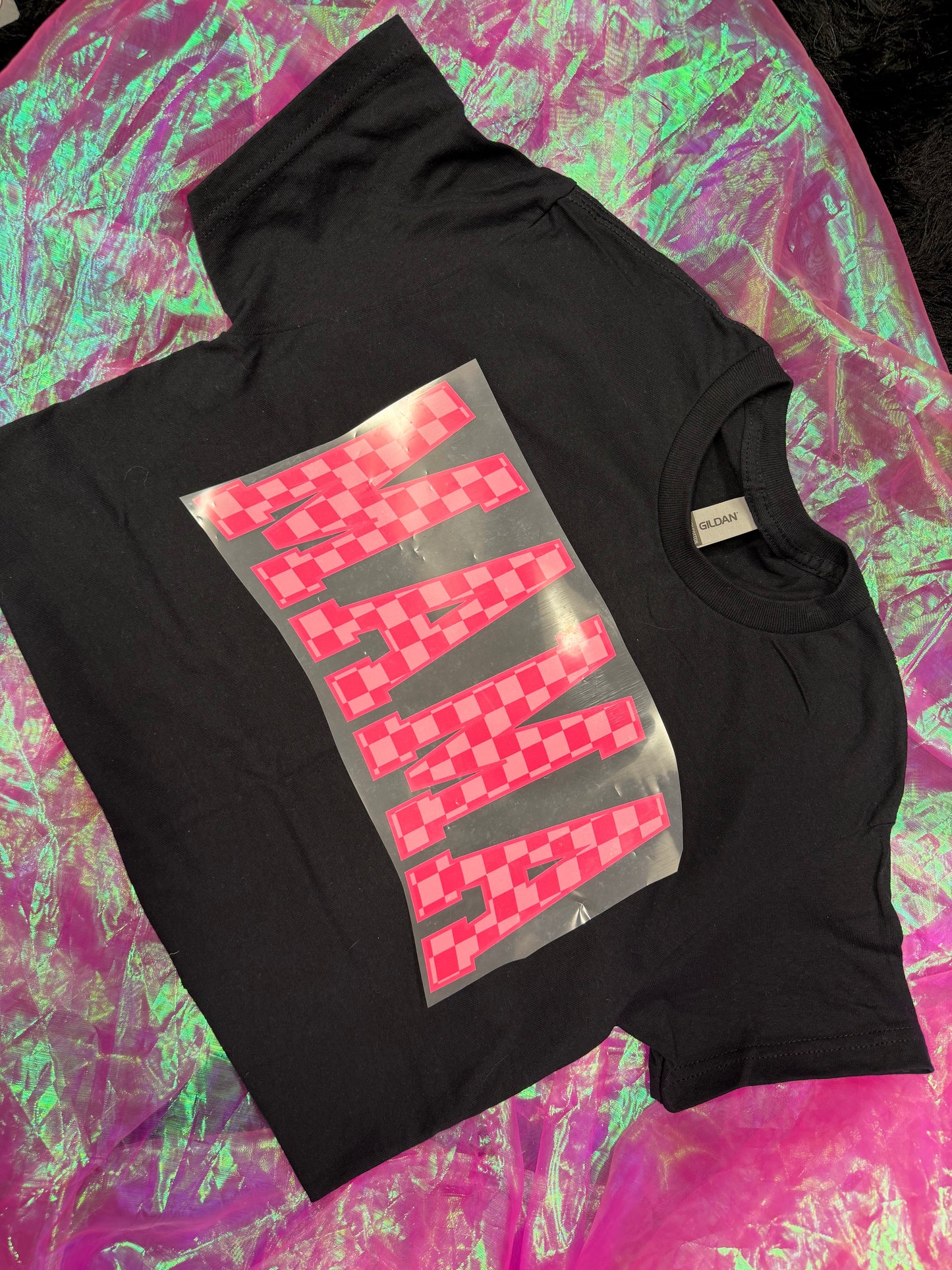 Pink Checkered MAMA PRINT