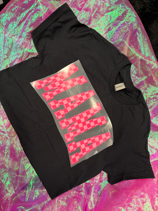 Pink Checkered MAMA PRINT