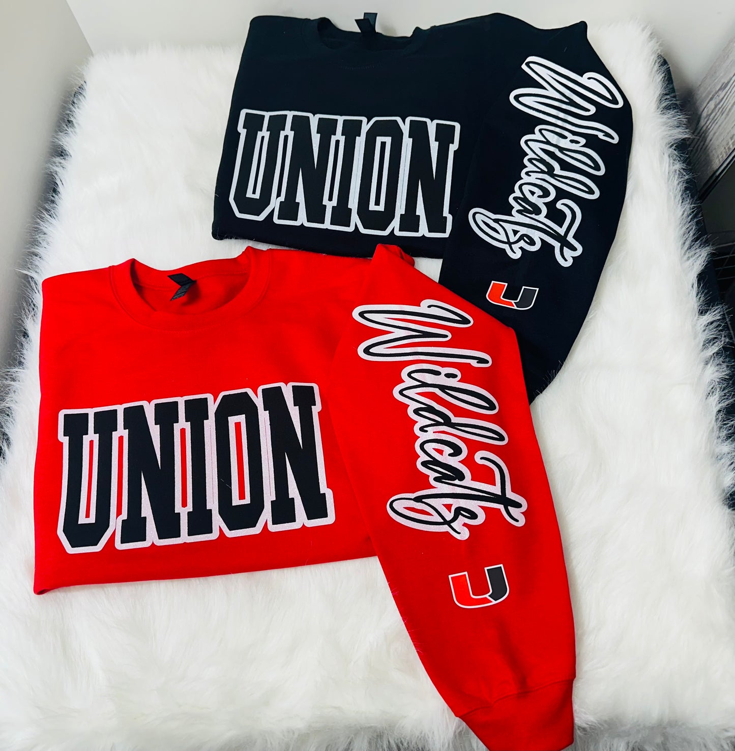 Custom sports team sweatshirts *Put size, colors and name of school in comments* Price includes ONE sleeve and front design, if wanting more message me.