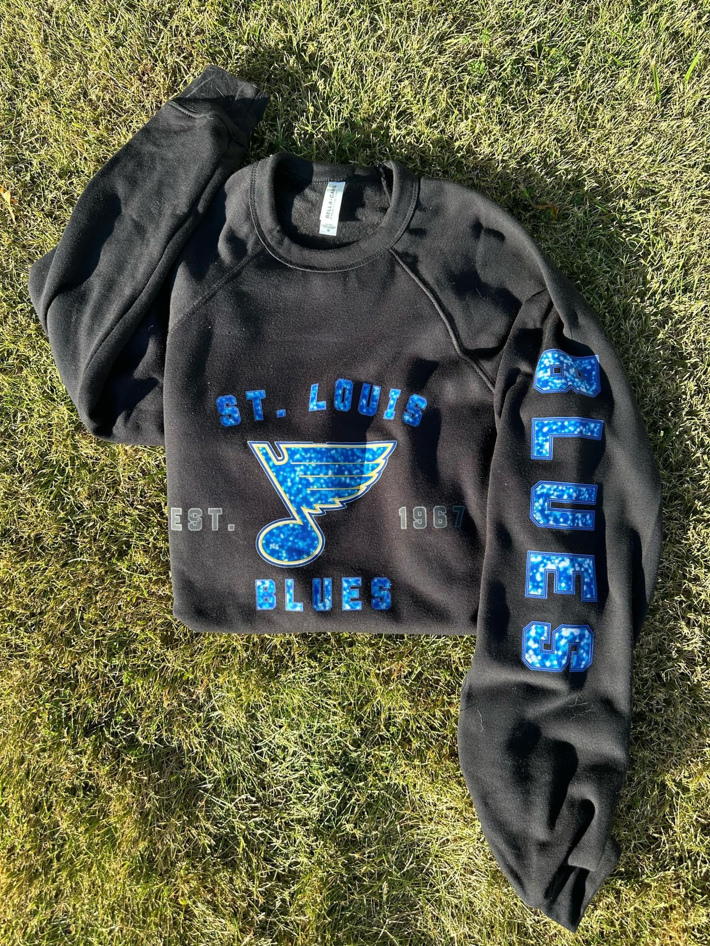 FAUX GLITTER BLUES DTF PRINTED SWEATSHIRT