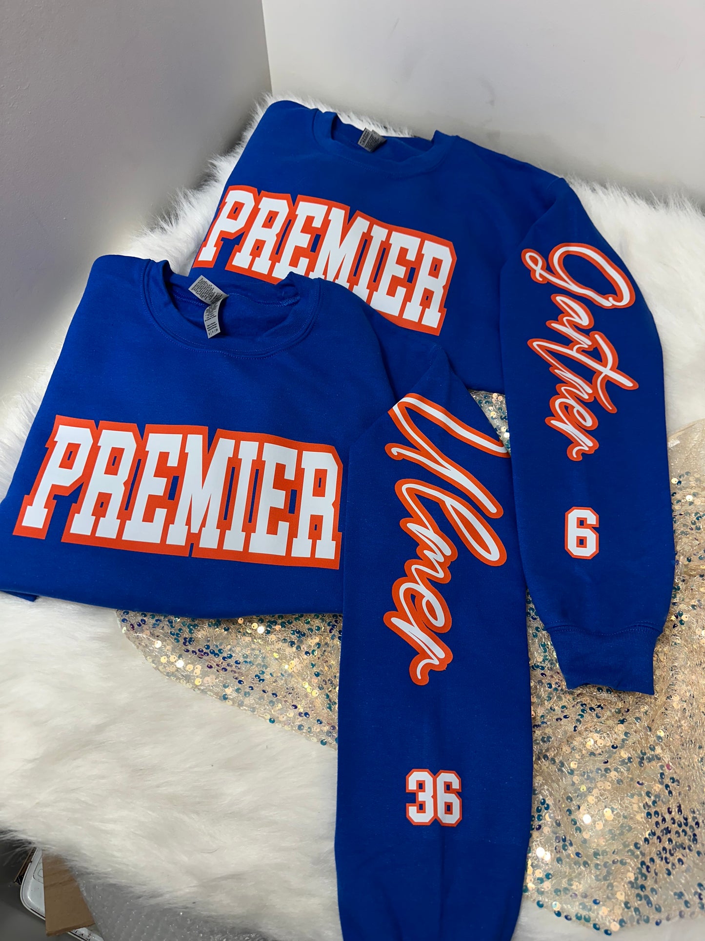 Custom sports team sweatshirts *Put size, colors and name of school in comments* Price includes ONE sleeve and front design, if wanting more message me.