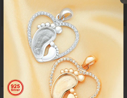 Heart Baby Feet Necklace