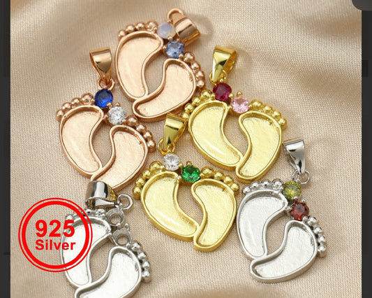 Heart Baby Feet Necklace